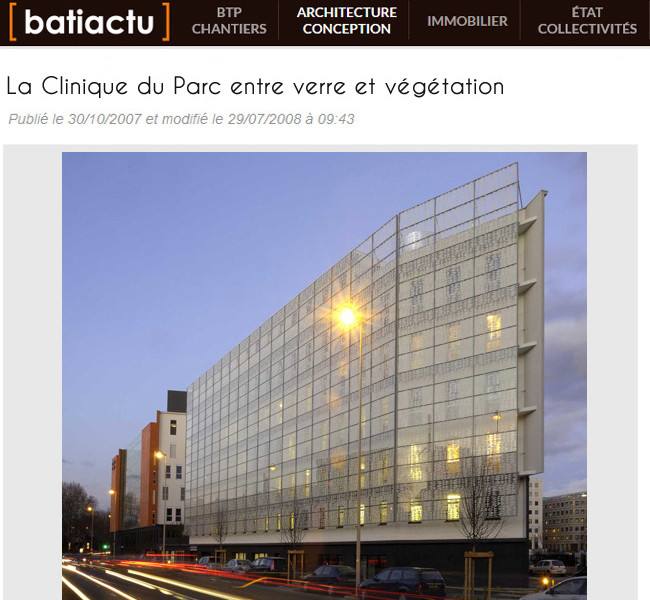 Presse Batiactu - La Clinique du Parc, entre verre et végétation